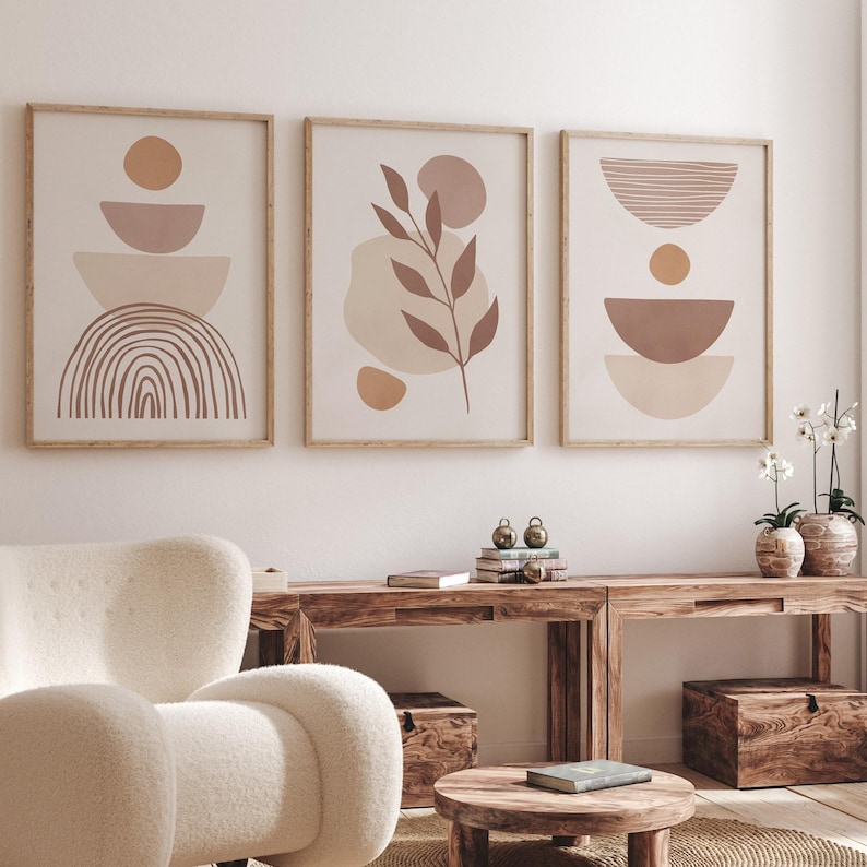 Plant Parenting - 1/3pcs Bohemian Neutral Beige Abstract Line