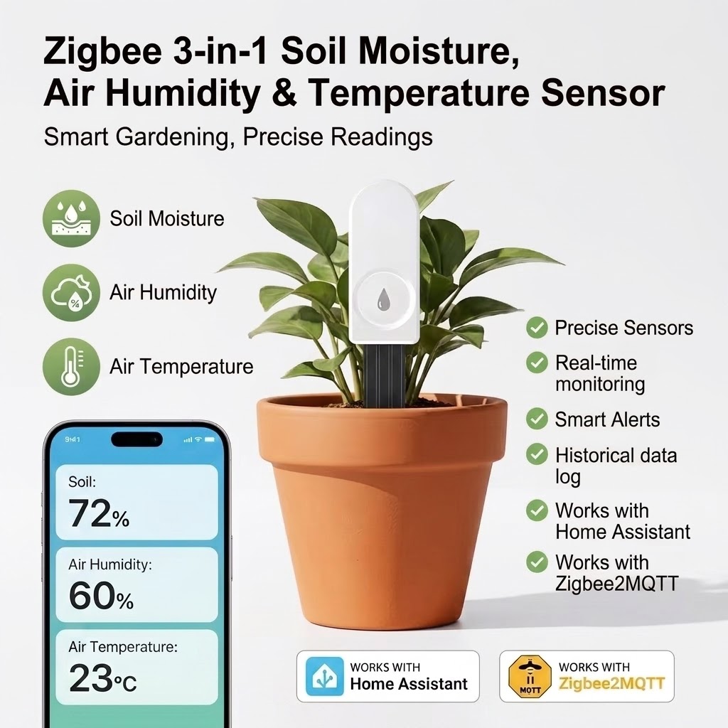 Plant Parent App - ZigBee Smart Soil Moisture Sensor Temperature